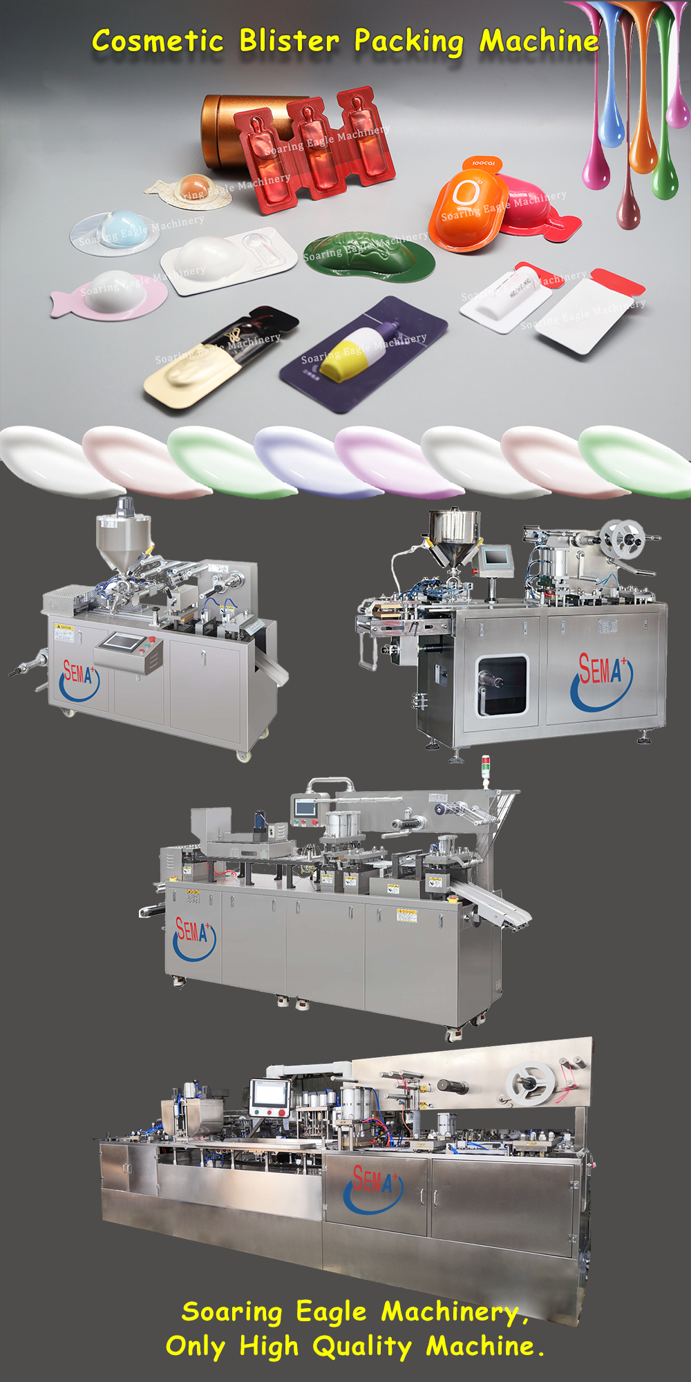 Cosmetic blister packing machine