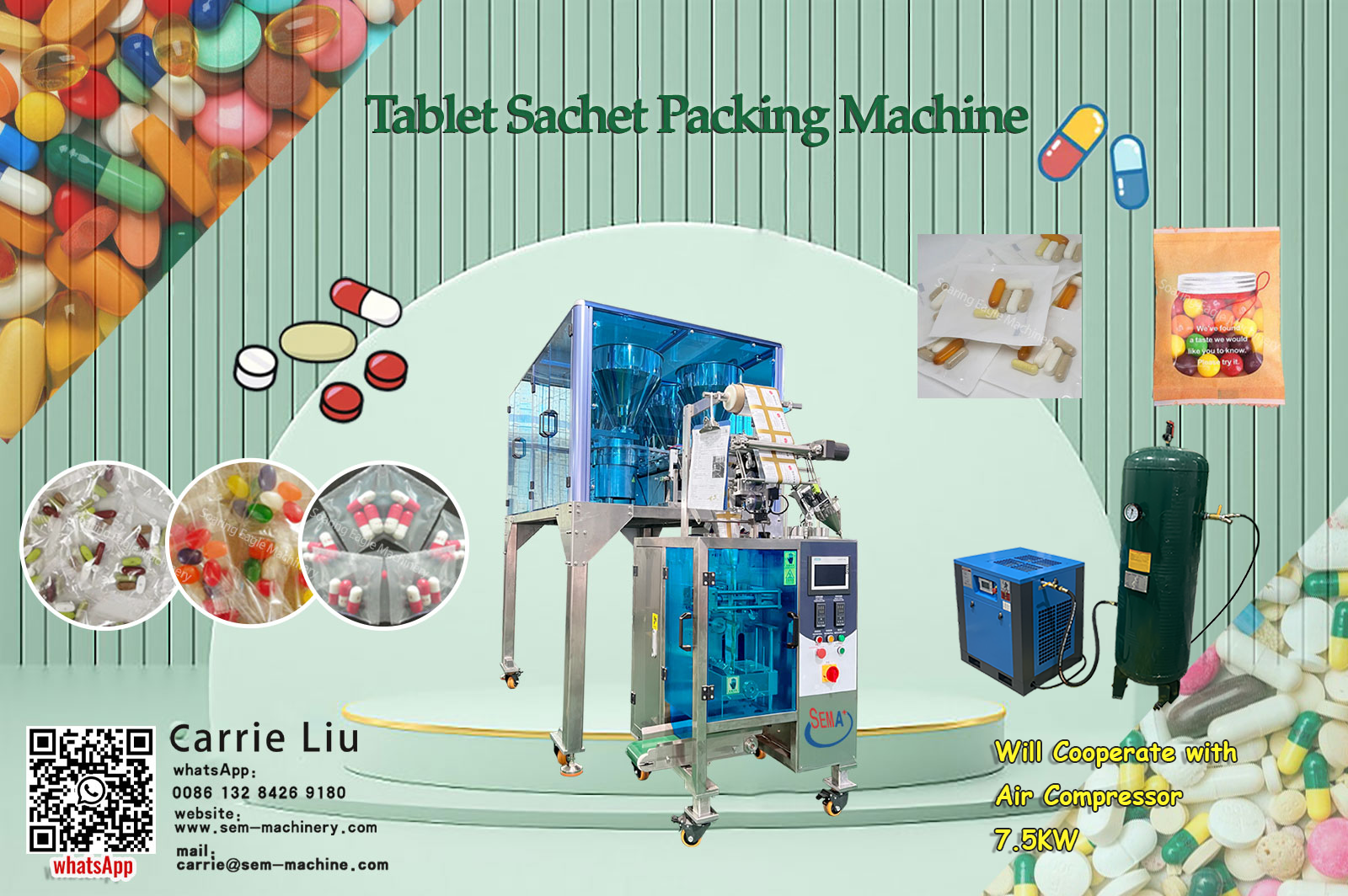 Automatic multi hoppers tablet sachet packing machine