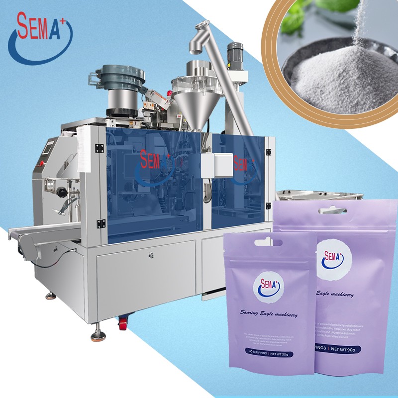 Prefabricated bag rotating upright bag zipper bag food sachet spice milk protein tea coffee powder packaging machine