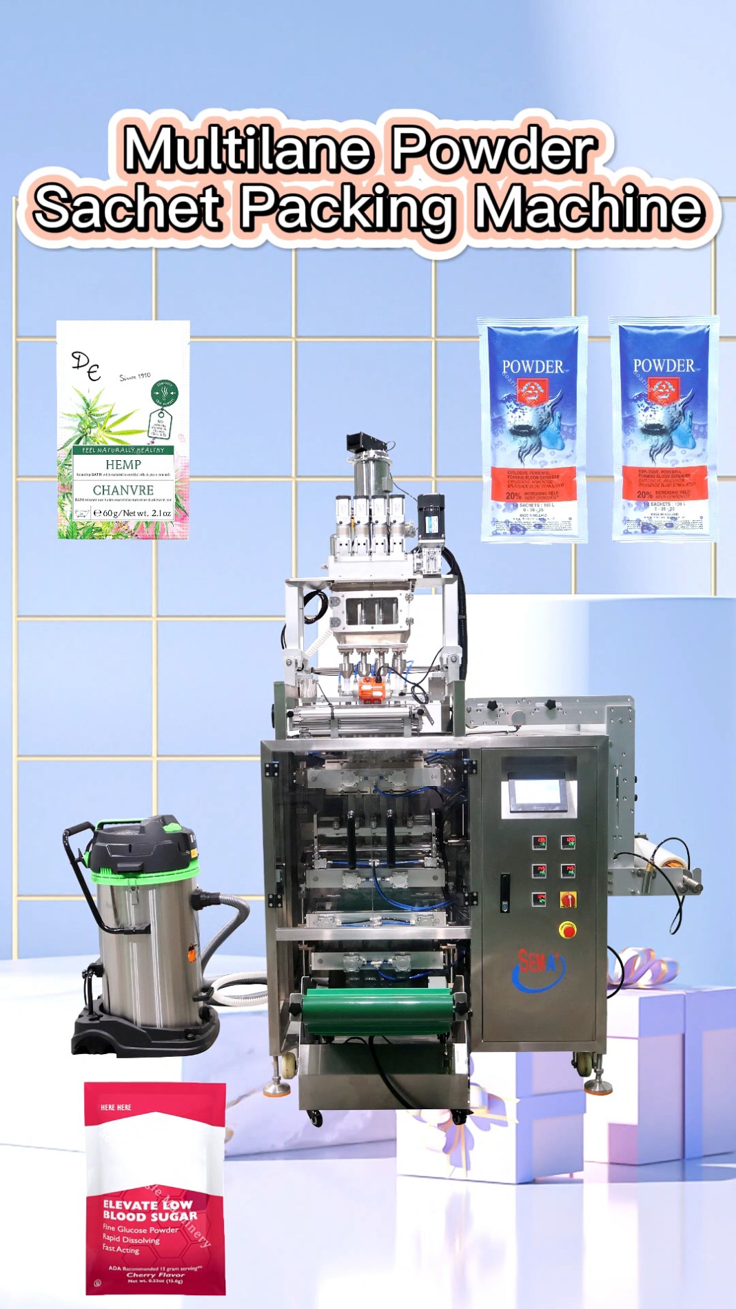 Automatic 4 lanes powder sachet packing machine