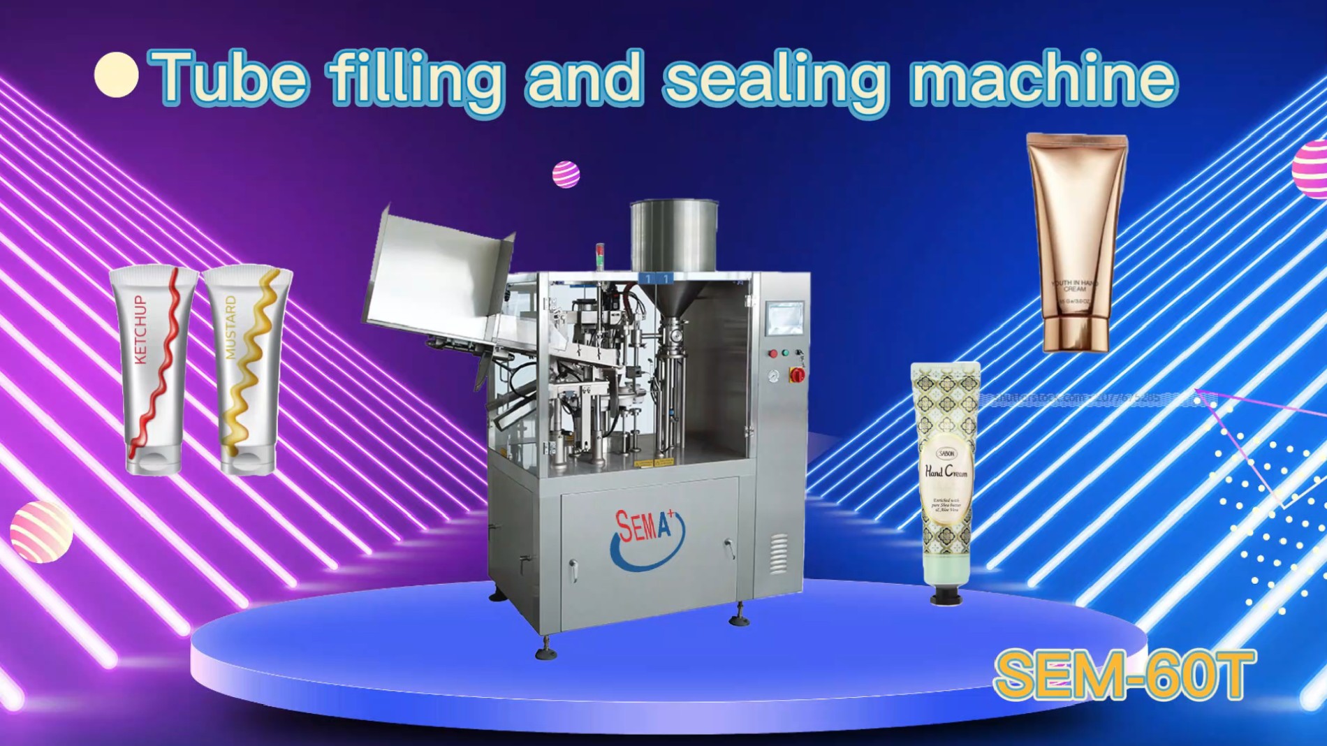 Autoamtic tube filling and sealing machine for cosmetic food pharm