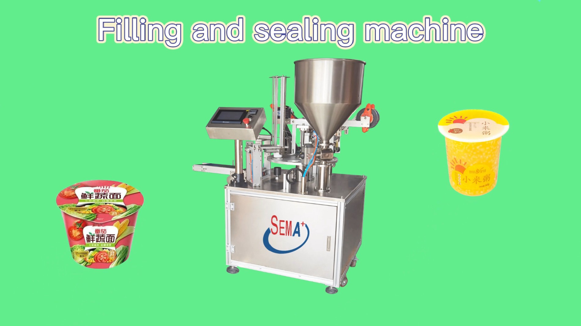 Autoamtic cup filling and sealing machine for juice sauce