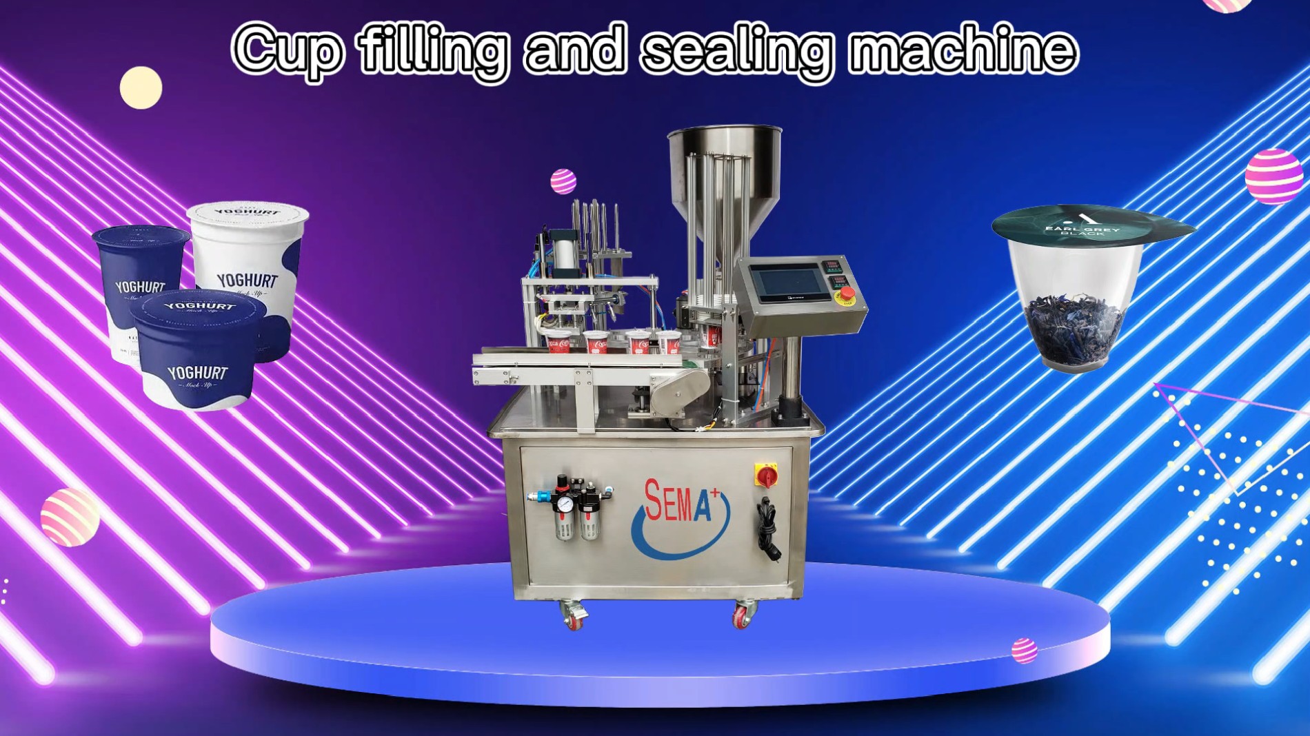 Automatic cup filling and sealing machine with capping