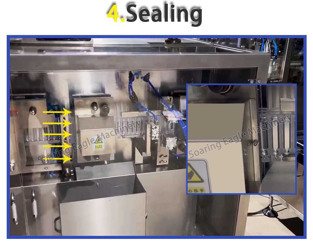 Automatic single dose plastic ampoule filling sealing machine for essence liquid