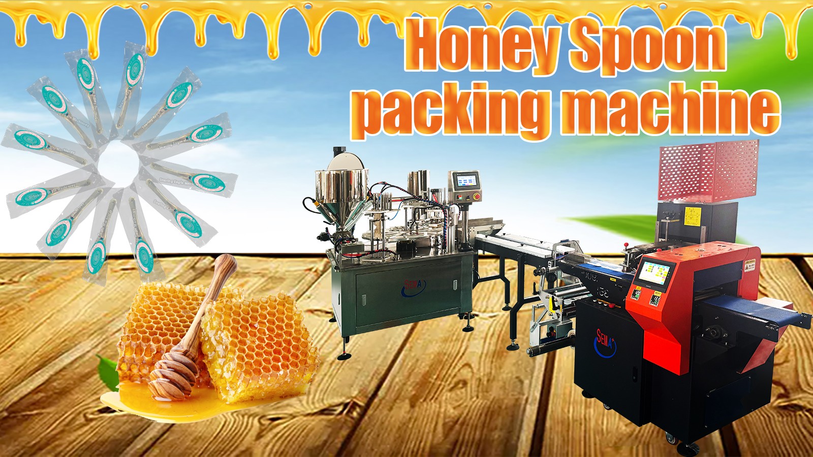 High quality 15ml forming filling sealing honey spoon packing machine 