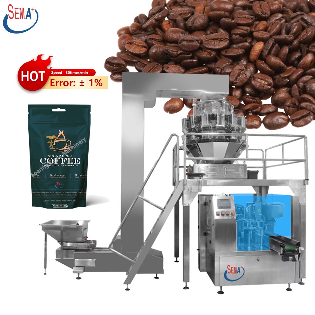 500g Automatic 10 heads Weighing Coffee Bean Packaging Machine Filling and Sealing Integrated Machine