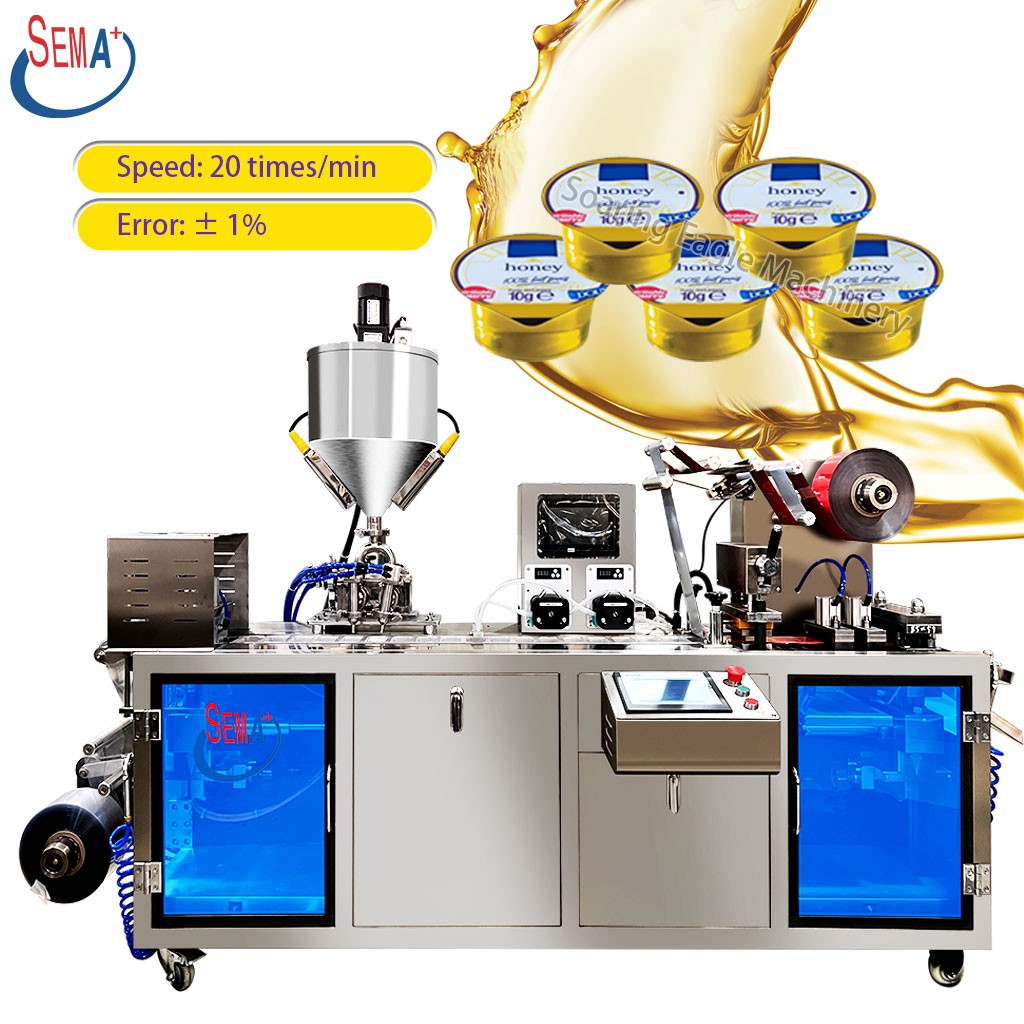 Multi Functional Double Pumps Blister Packaging Machine Liquid Paste Cream Horizontal Blister Packing Machine