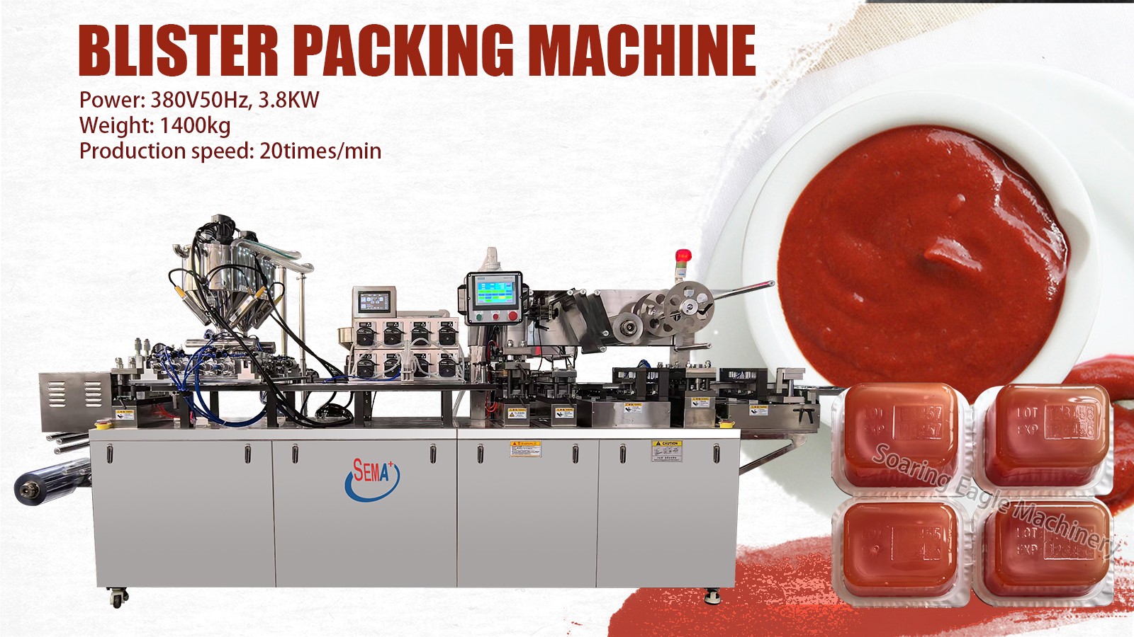 Two pumps liquid and cream DPP250 Ketchup blister packing machine