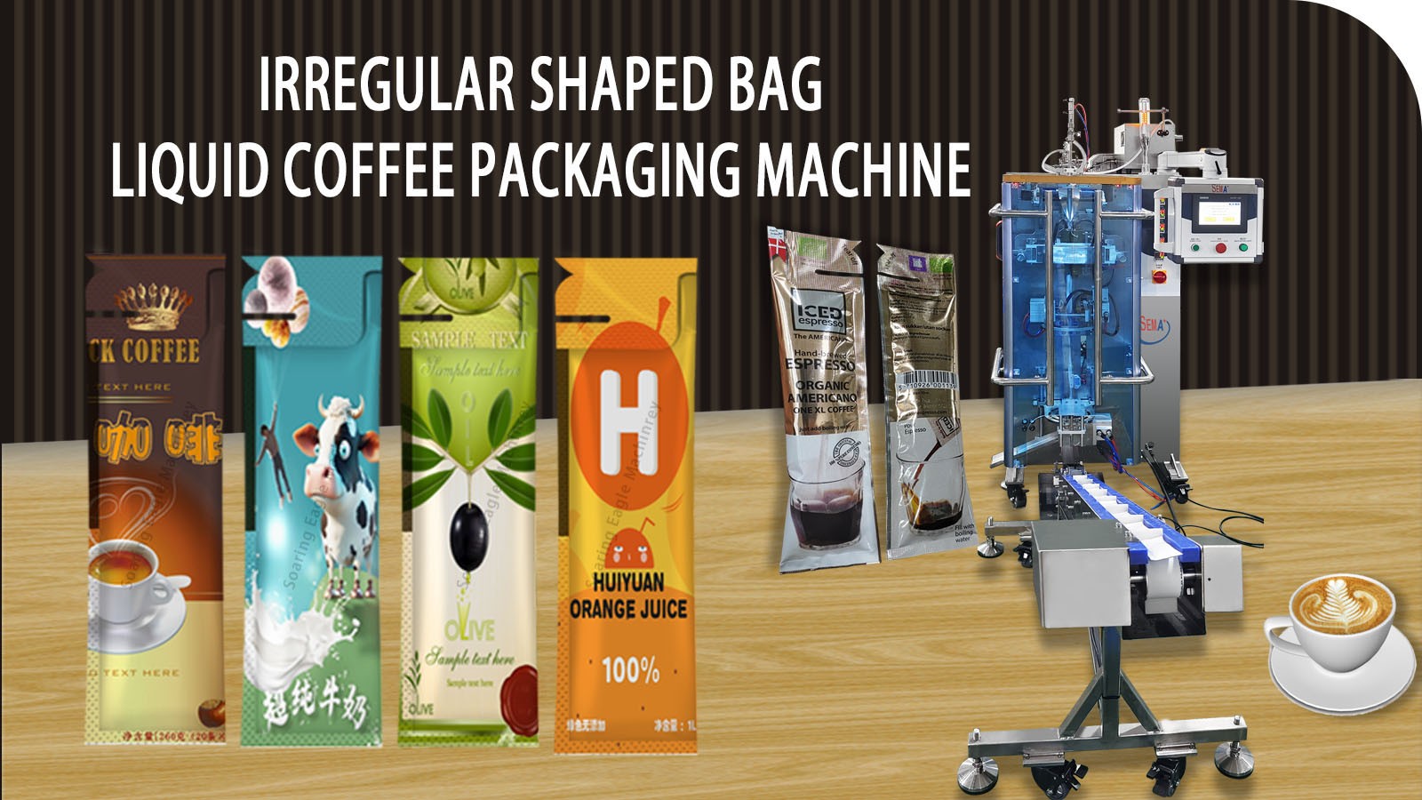 Coffee liquid sachet packing machine.