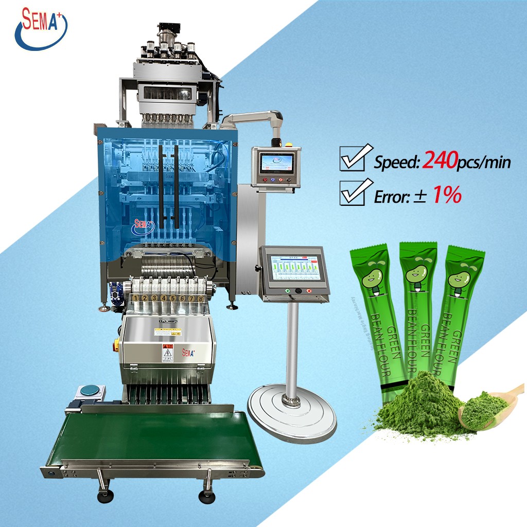 8-row powder packaging machine with weighing and rejection