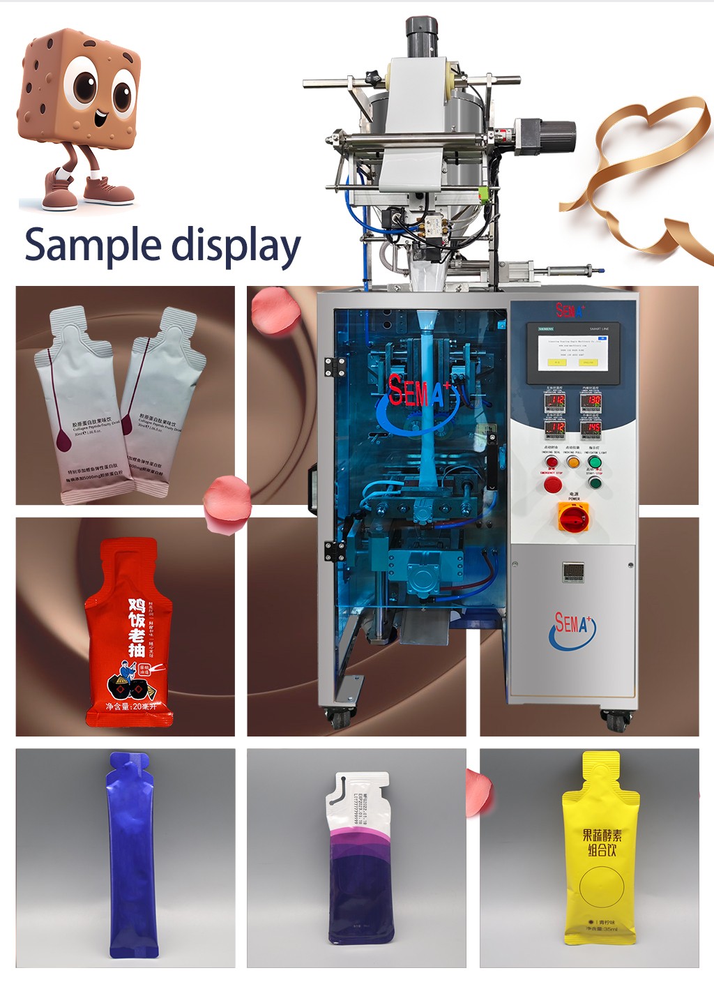 Liquid Pouch Filling Powder Honey Olive Oil Food Shampoo Spice Cooking Oil Irregular Sachet Packing Machine