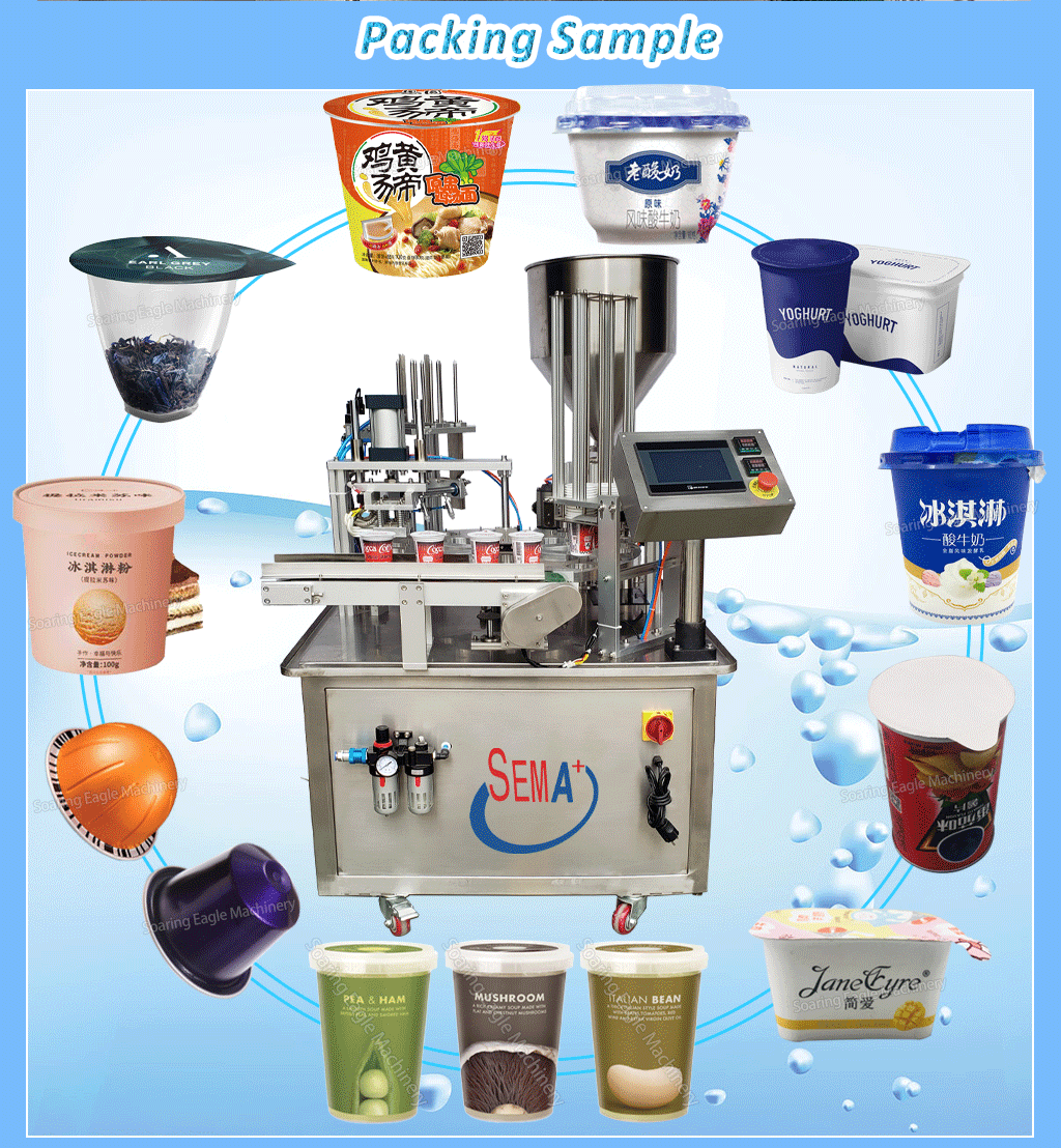 Rotary Automatic Tea Cup Filling and Sealing Machine Plastic Cup Druit Jam Noodles Mayonnaise Ketchup Filling Sealing Machine