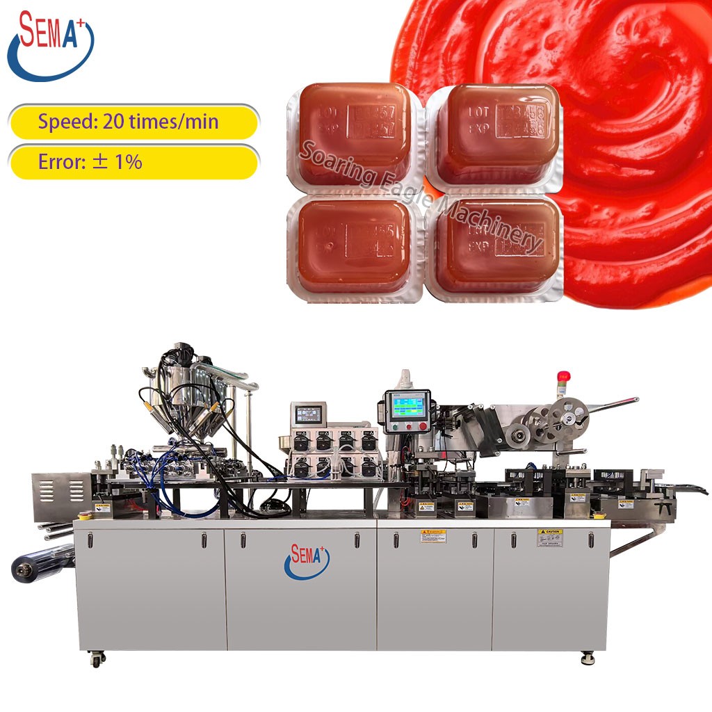 Automatic Blister Food BBQ Sauce Heart-shaped Honey Cream Chocolate Liquid Blister Filling Sealing Blister Packaging Machine
