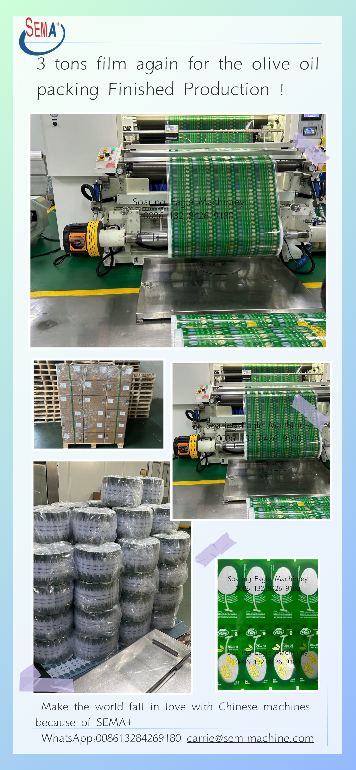 Sending packaging materials to olive oil customers