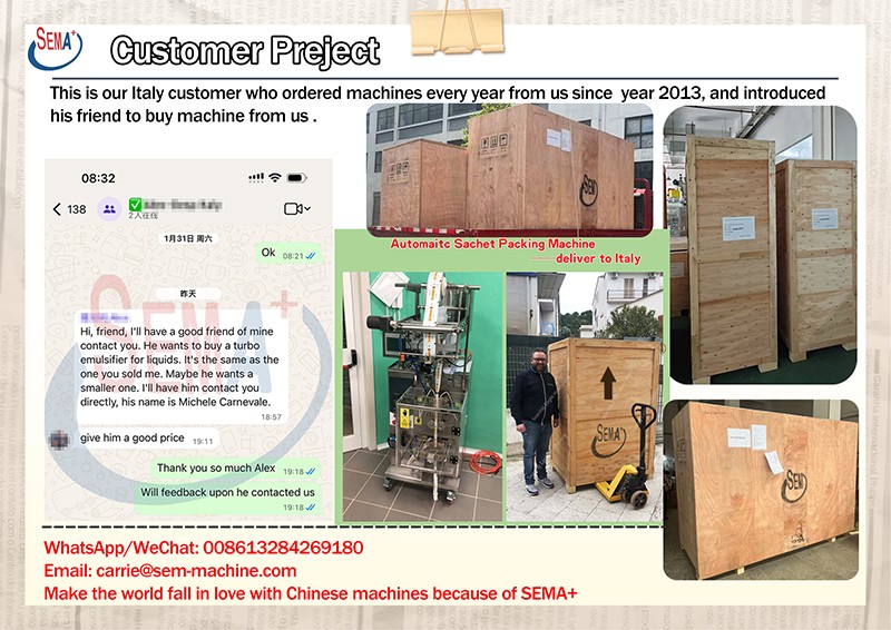 This is our Italy customer who ordered machines every year from us since year 2013, and introduced his friend to buy machine from us.