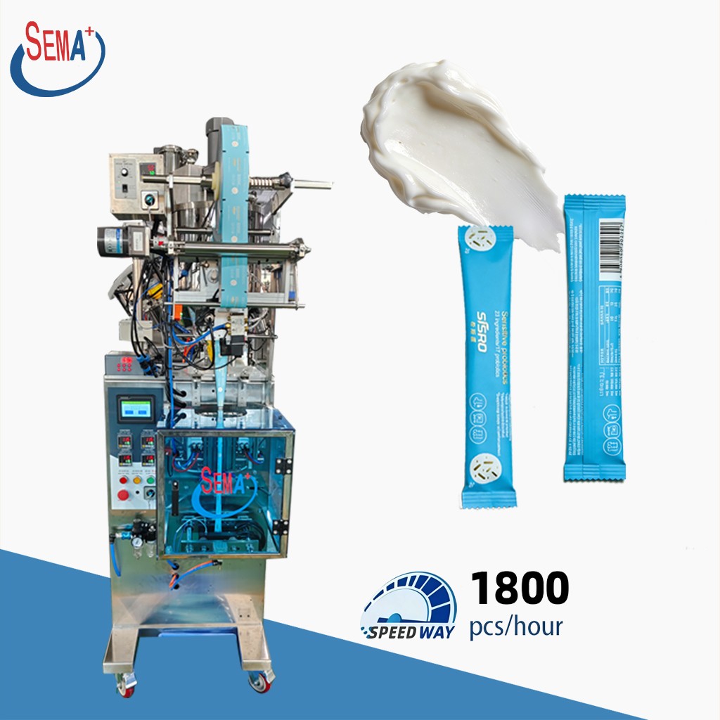 Smaller Automatic Paste Double Heat Sealin Four-Side Seal Pouch Filling Electric Food Sachet Packing Machine