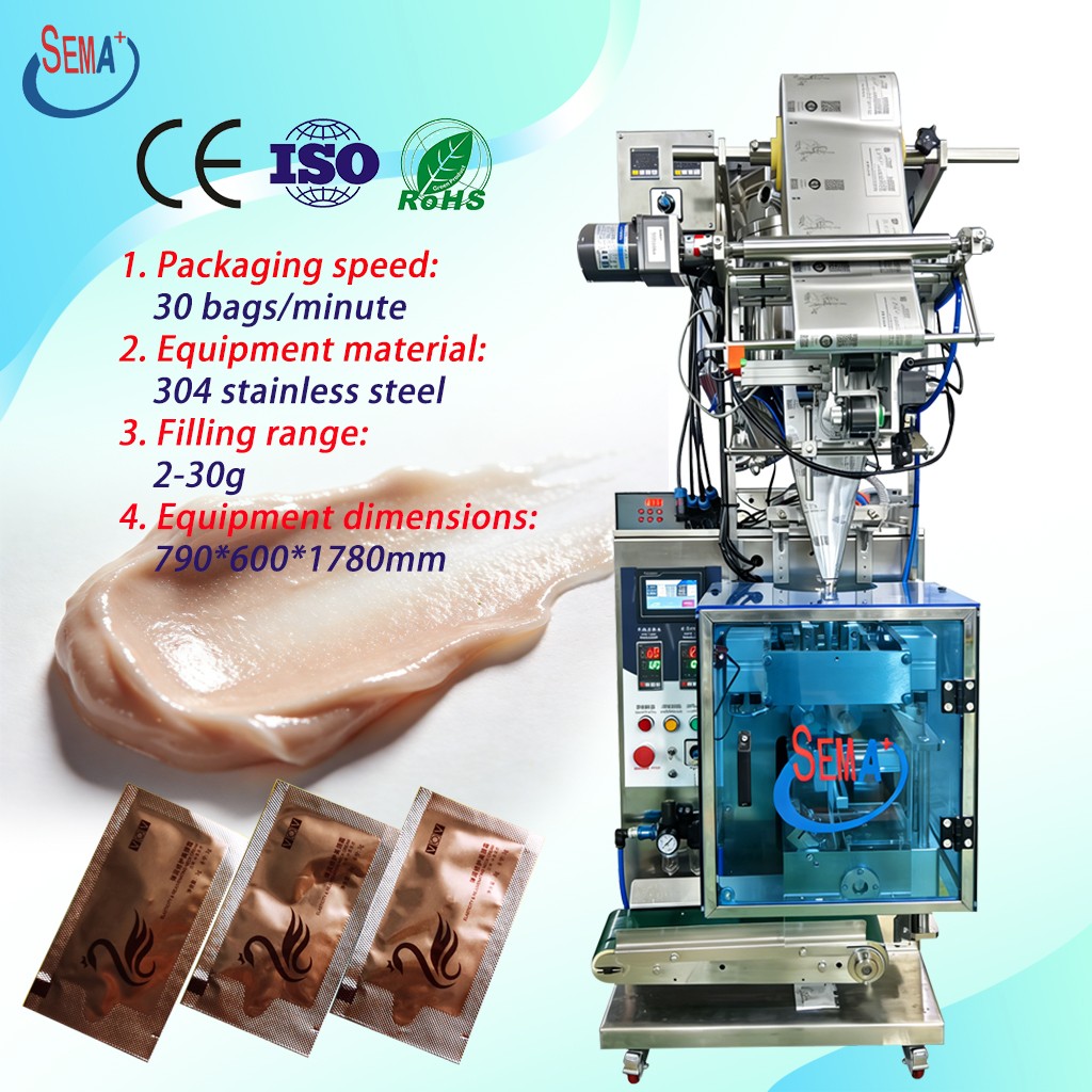 Automatic 4 Sides Sealing Paste Sachet Packing Machine of Honey Ketchup Peanut Butter Butter Teriyaki Sauce
