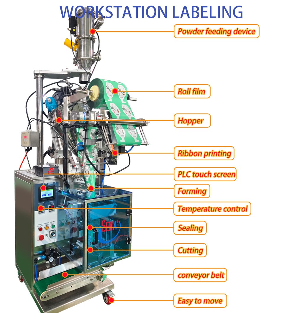 Automatic 4 Sides Sealing Powder Sachet Packing Machine of Matcha Coffee Spices Protein Milk Powder