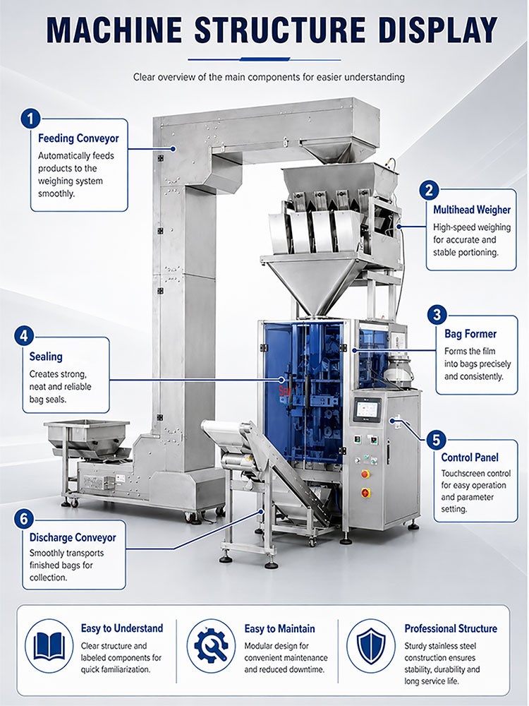 Automatic VFFS Pouch Bag Packing Machine for Rice and Grains Automatic VFFS Pouch Bag Packing Machine for Rice and Grains