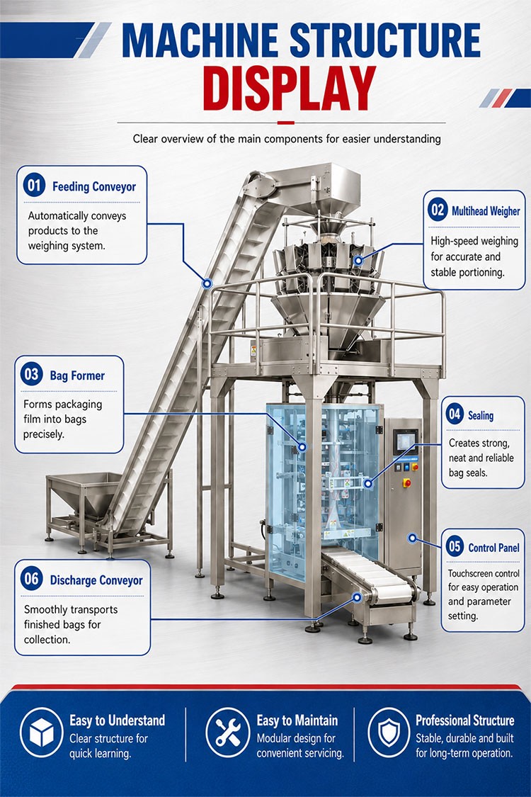 Multihead Weigher VFFS Pouch Bag Packing Machine for Bean Sprouts
