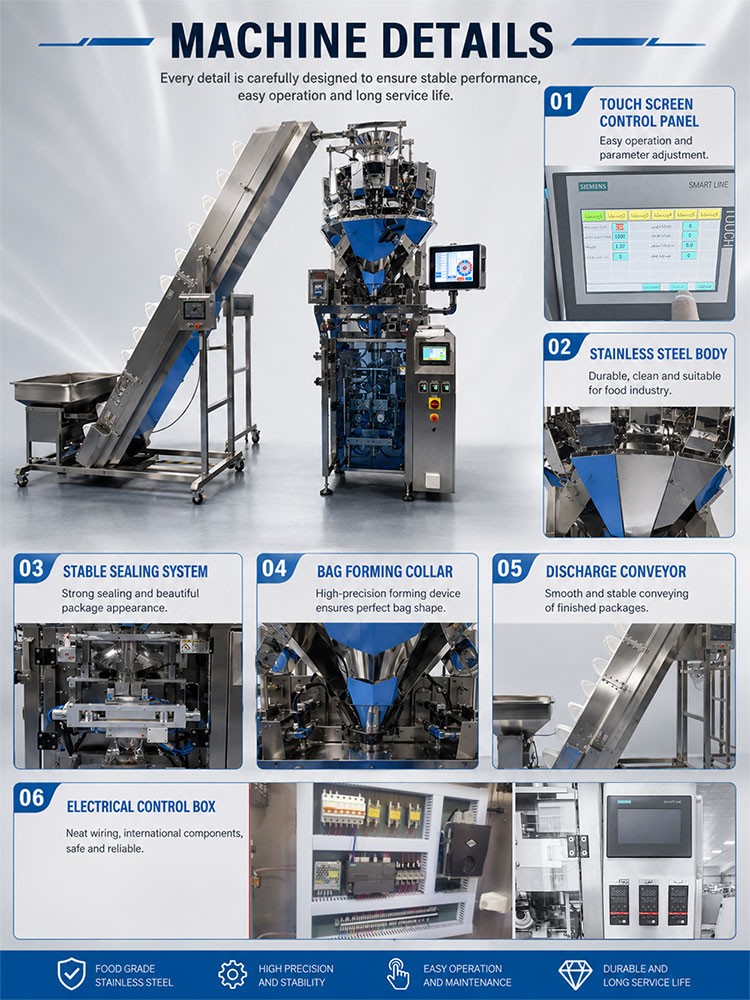 Automatic VFFS Pouch Bag Packing Machine for Rice Crust Chips and Snacks Automatic VFFS Pouch Bag Packing Machine for Rice Crust Chips and Snacks