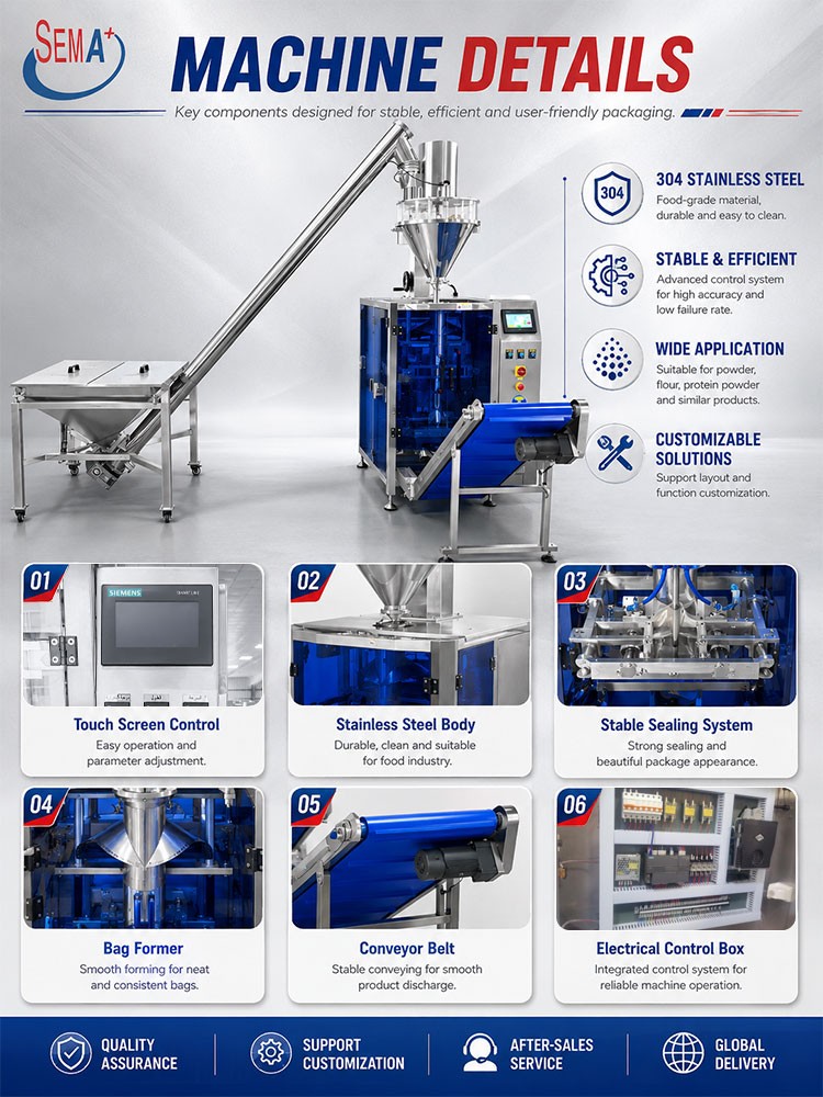 Automatic High Accuracy VFFS Powder Pouch Bag Packing Machine with Auger Filler