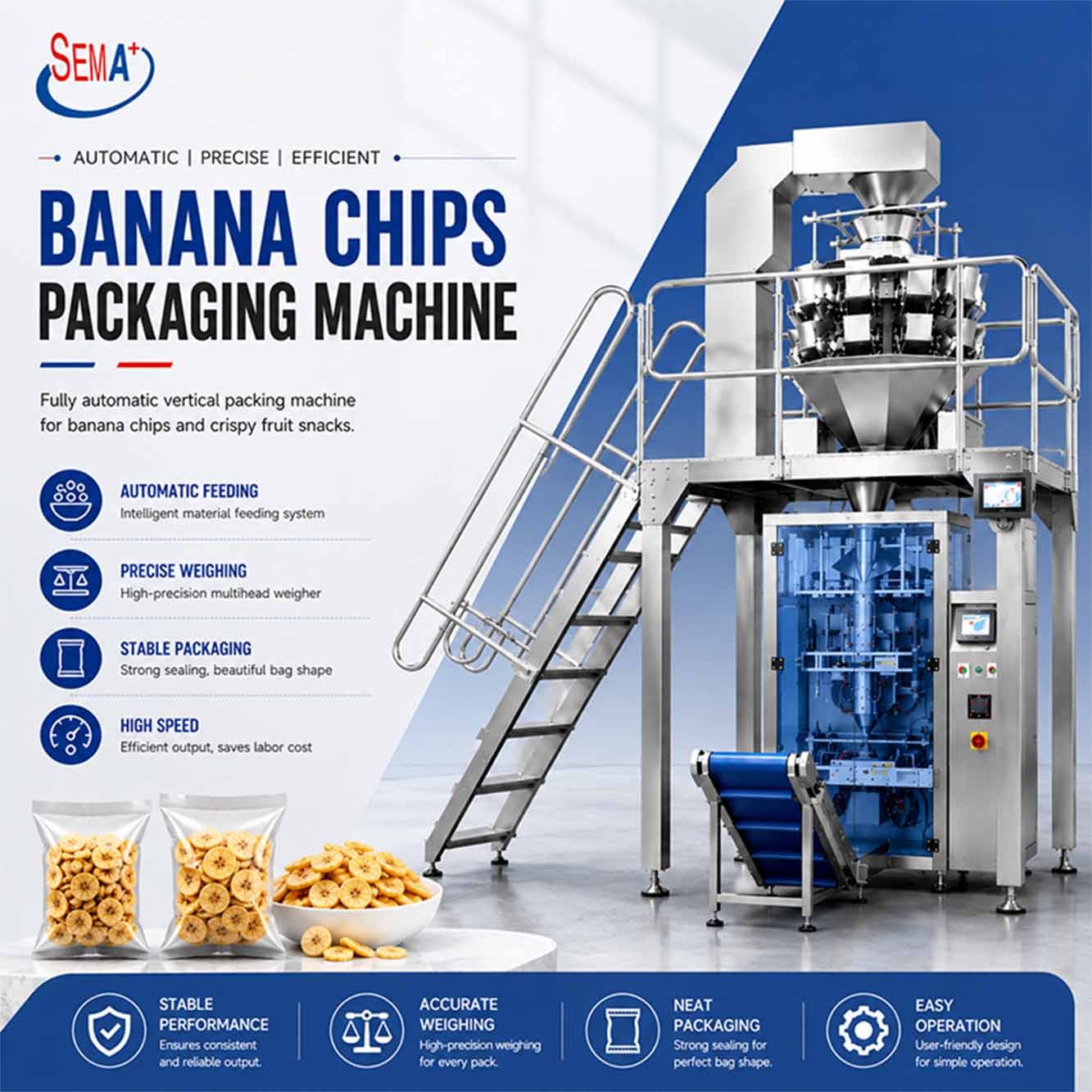 Automatic VFFS Pouch Bag Packing Machine for Banana Chips