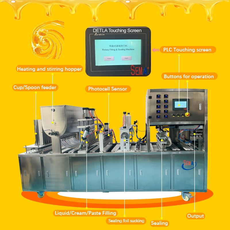 8000pcs/H Automatic Honey Spoon Filling Sealing Packing Machine for Single Serve Honey Spoon Production