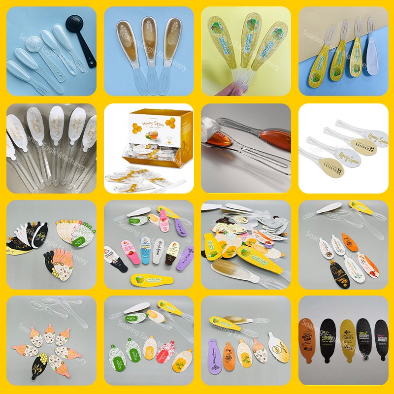 8000pcs/H Automatic Honey Spoon Filling Sealing Packing Machine for Single Serve Honey Spoon Production
