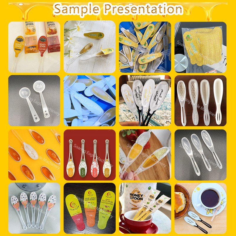 8000pcs/H Automatic Honey Spoon Filling Sealing Packing Machine for Single Serve Honey Spoon Production