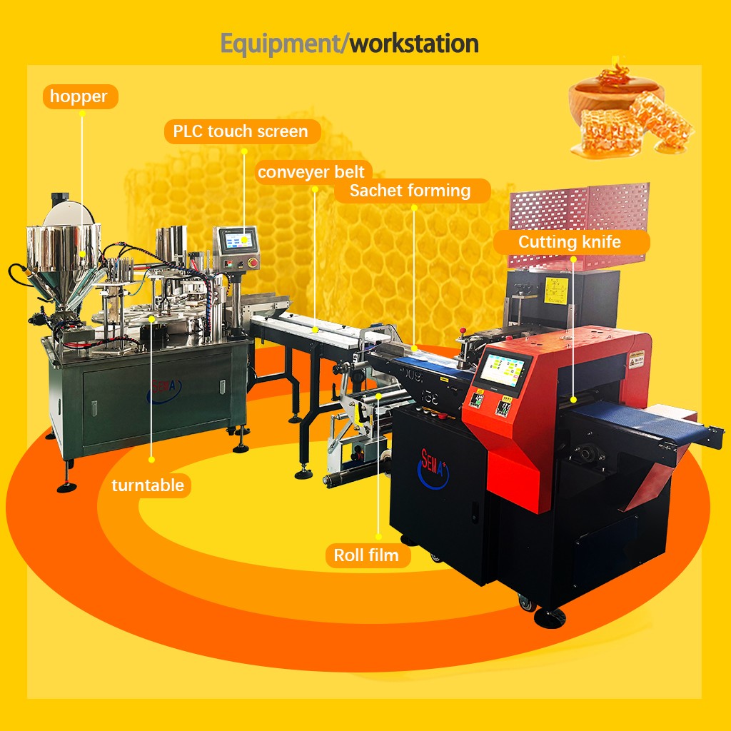 Automatic Honey Spoon Packing Machine with Filling Sealing and Pillow-Type Packaging System