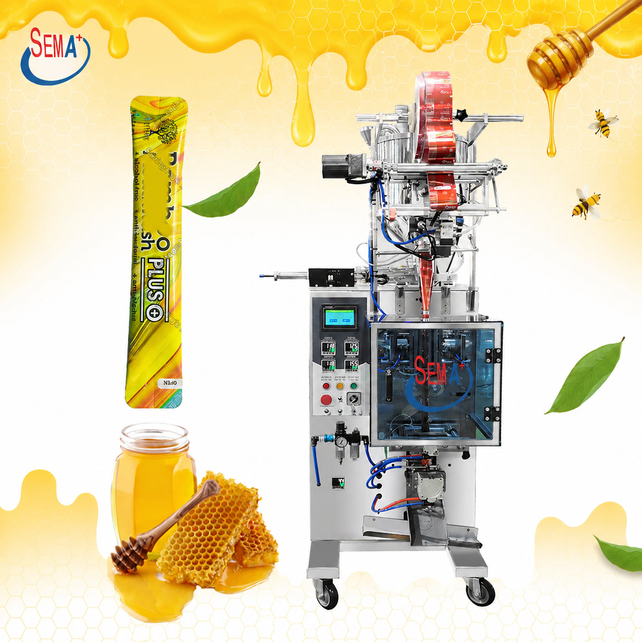 Honey Sachet Packing Machine with Heating and Mixing System