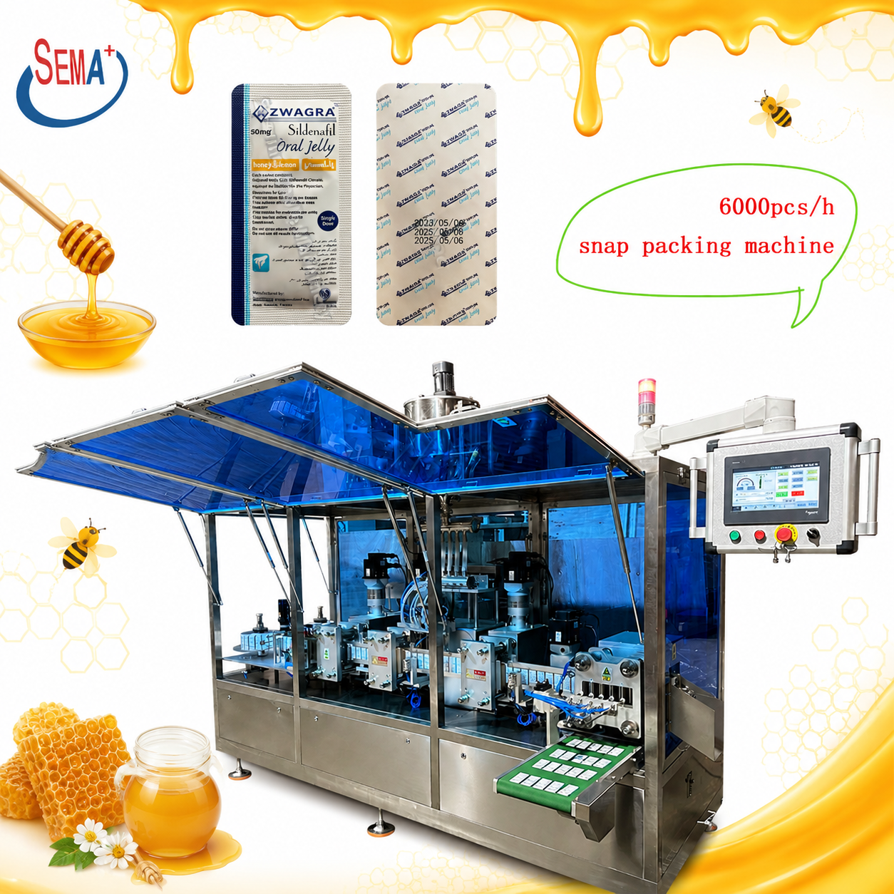 High Speed Automatic Honey Snap Packing Machine for Honey Oral Jelly Syrup and Liquid Products