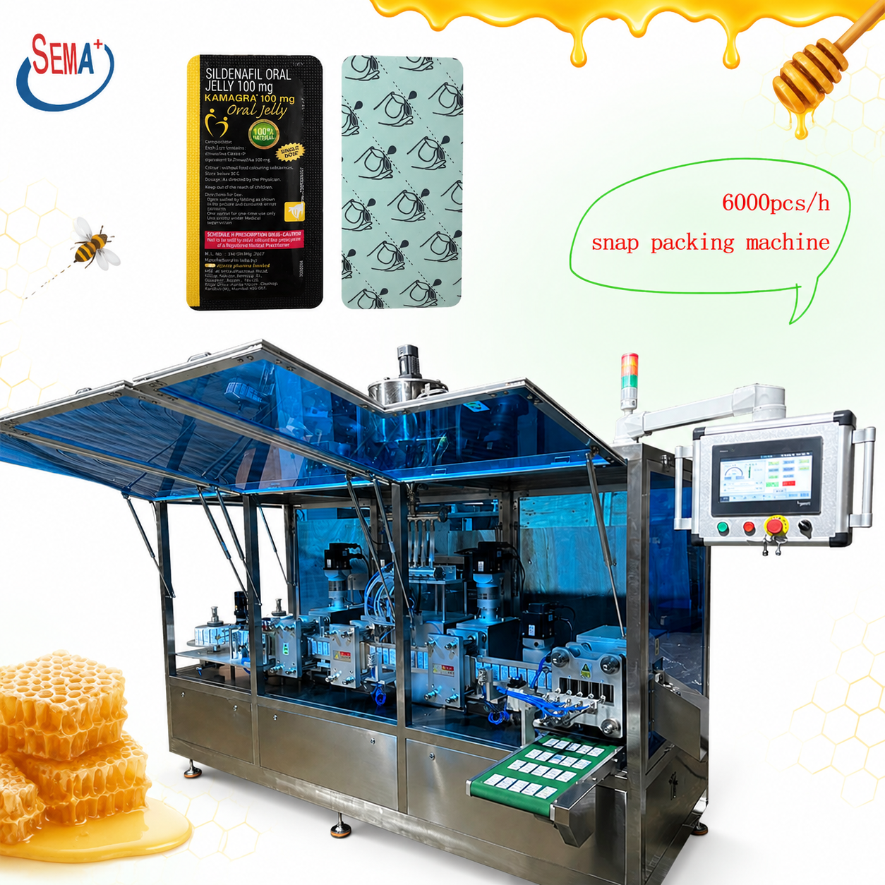 Automatic Honey Snap Packing Machine | Single Dose Honey Snap Sachet Filling and Sealing Machine for Liquid Honey
