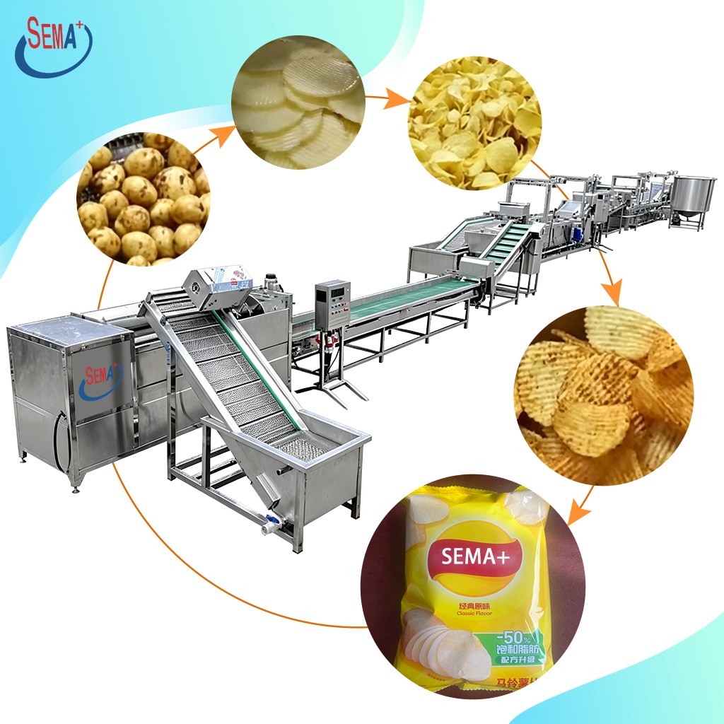 Automatic Potato Chip Frying Production Line Packing Machine Complete Potato Chips Processing Line