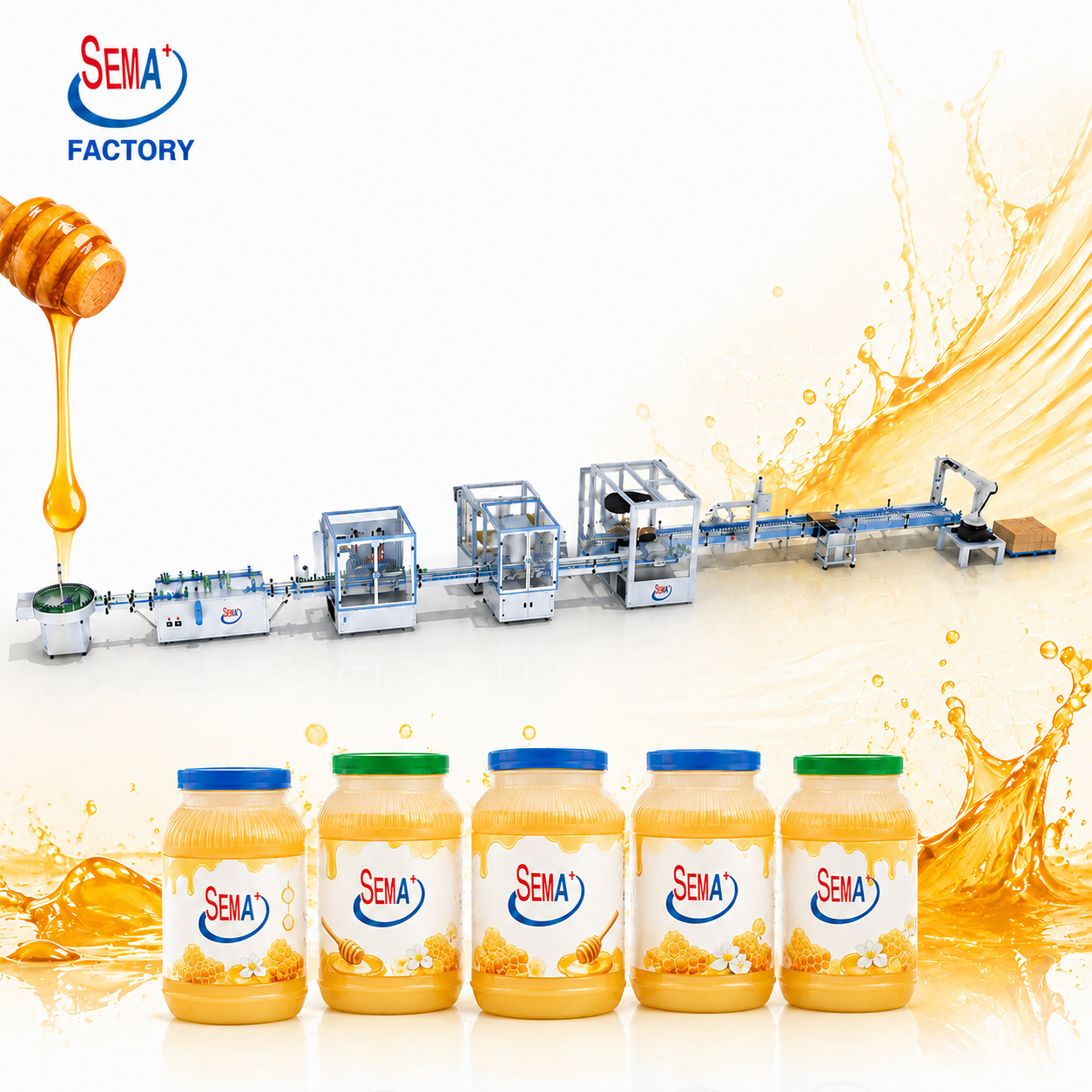 Honey Bottling Line Manufacturer | Automatic Honey Filling Packaging Line for Bottles Honey Bottling Line Manufacturer | Automatic Honey Filling Packaging Line for Bottles