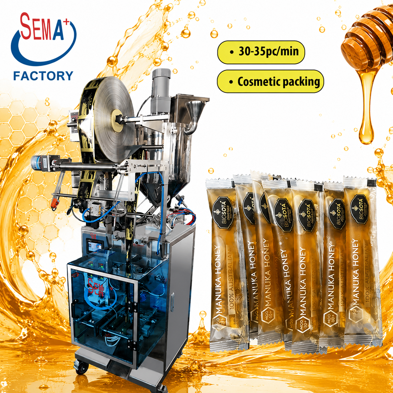 Honey Sachet Packing Machine | Automatic Stick Pack Filling and Sealing Machine for Honey Packaging