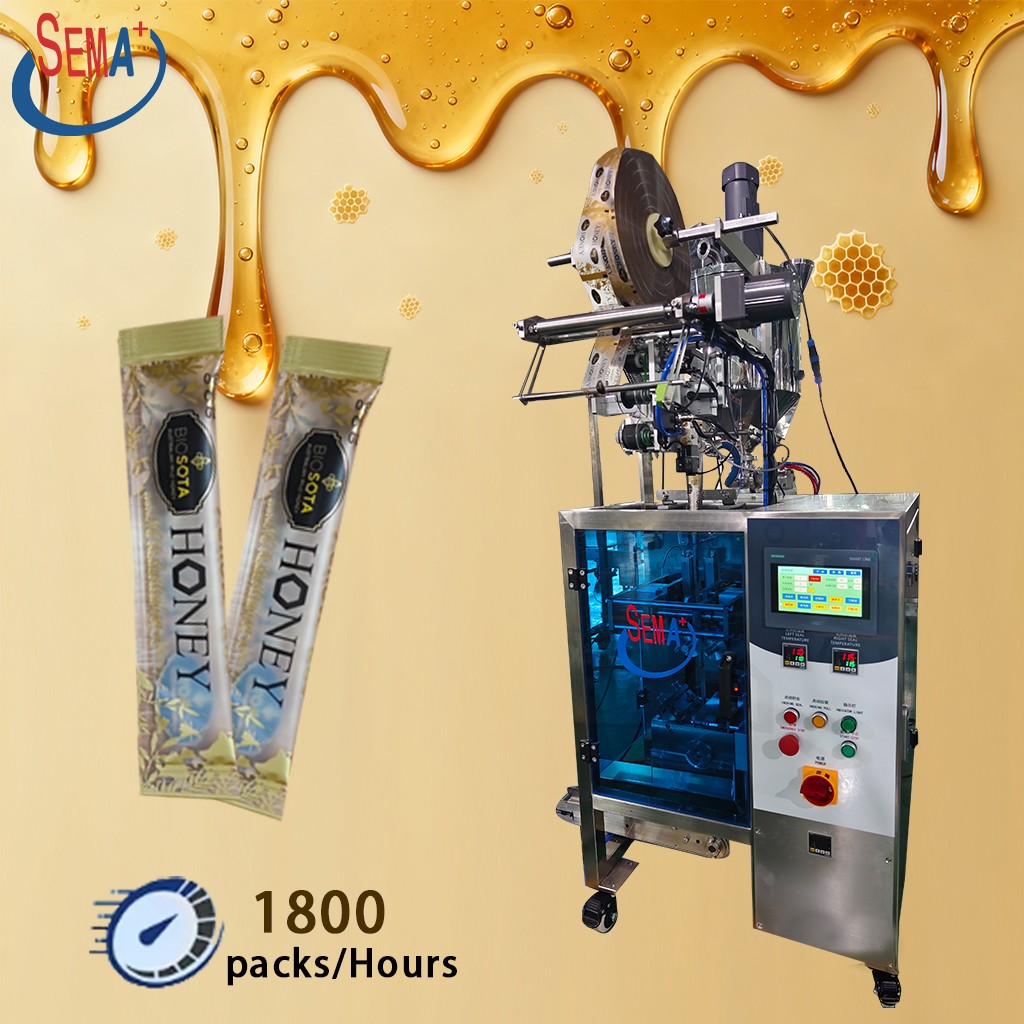 Automatic Honey Stick Pack and Sachet Packing Machine with Siemens PLC Control Automatic Honey Stick Pack and Sachet Packing Machine with Siemens PLC Control