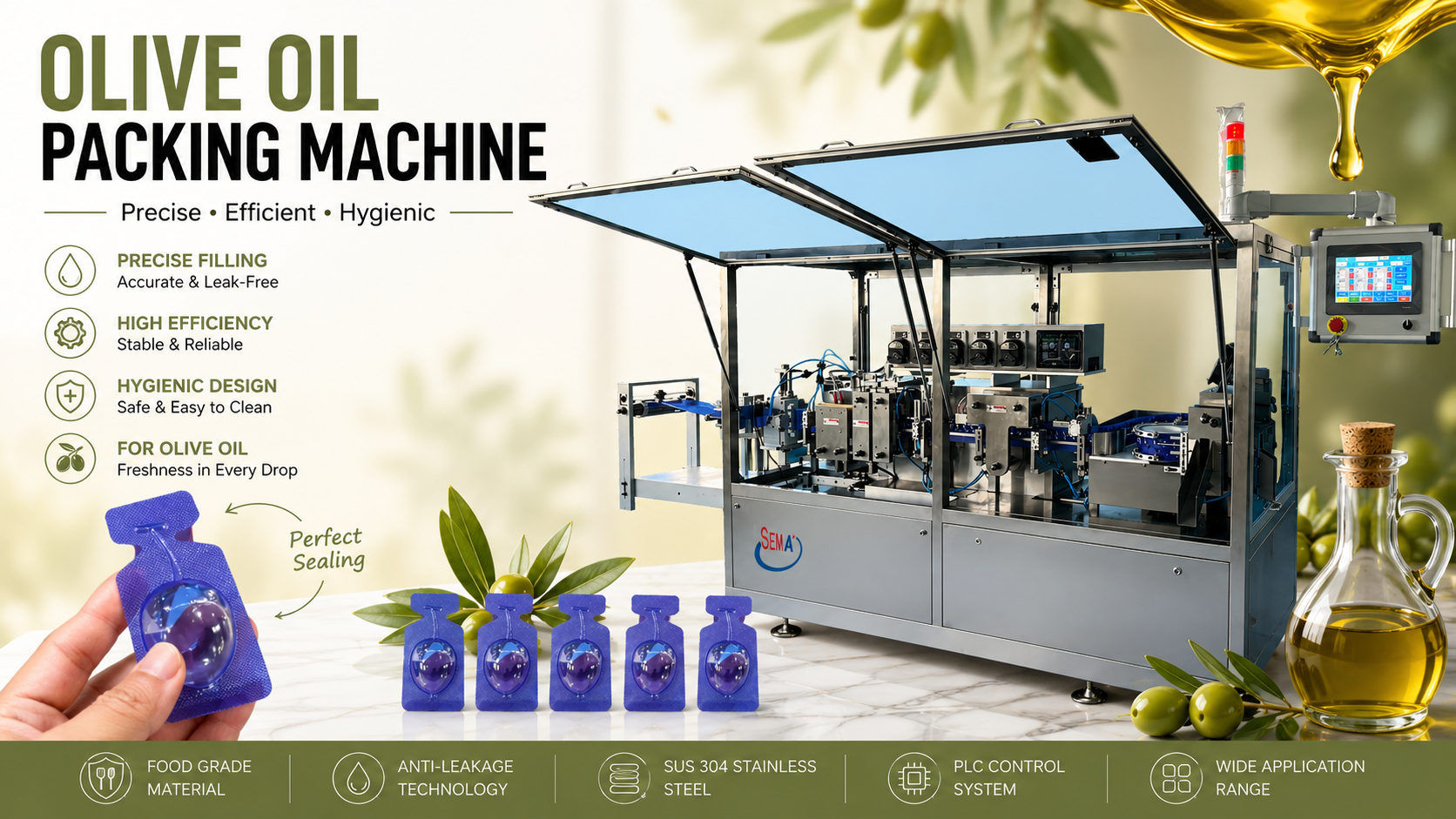 SEMA+ Introduces Automatic Plastic Ampoule Packing Machine for Olive Oil, Liquids & Paste Packaging
