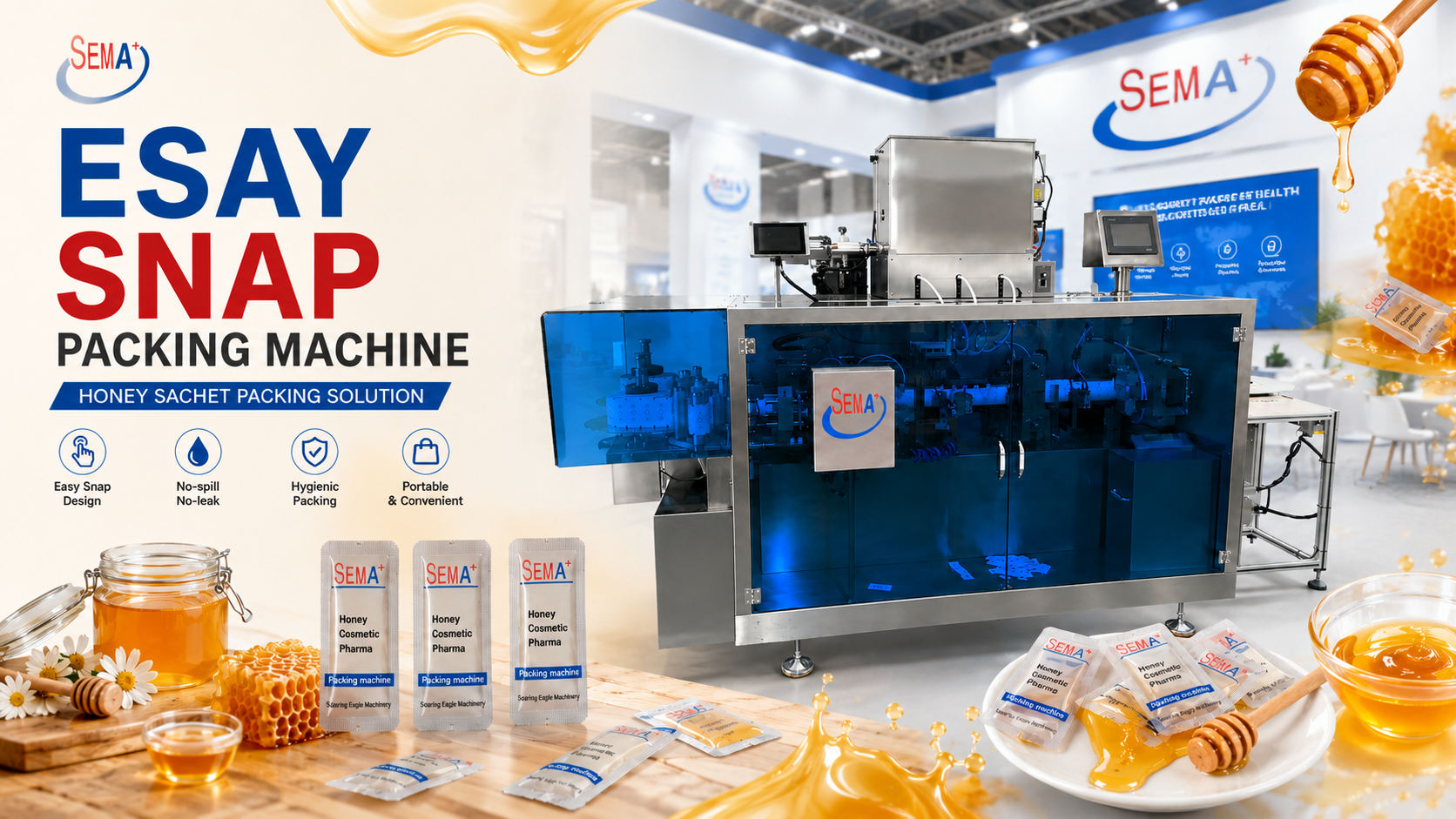 SEMA+ Launches Automatic Easy Open Honey Snap Packing Machine for Single-Serve Honey Packaging