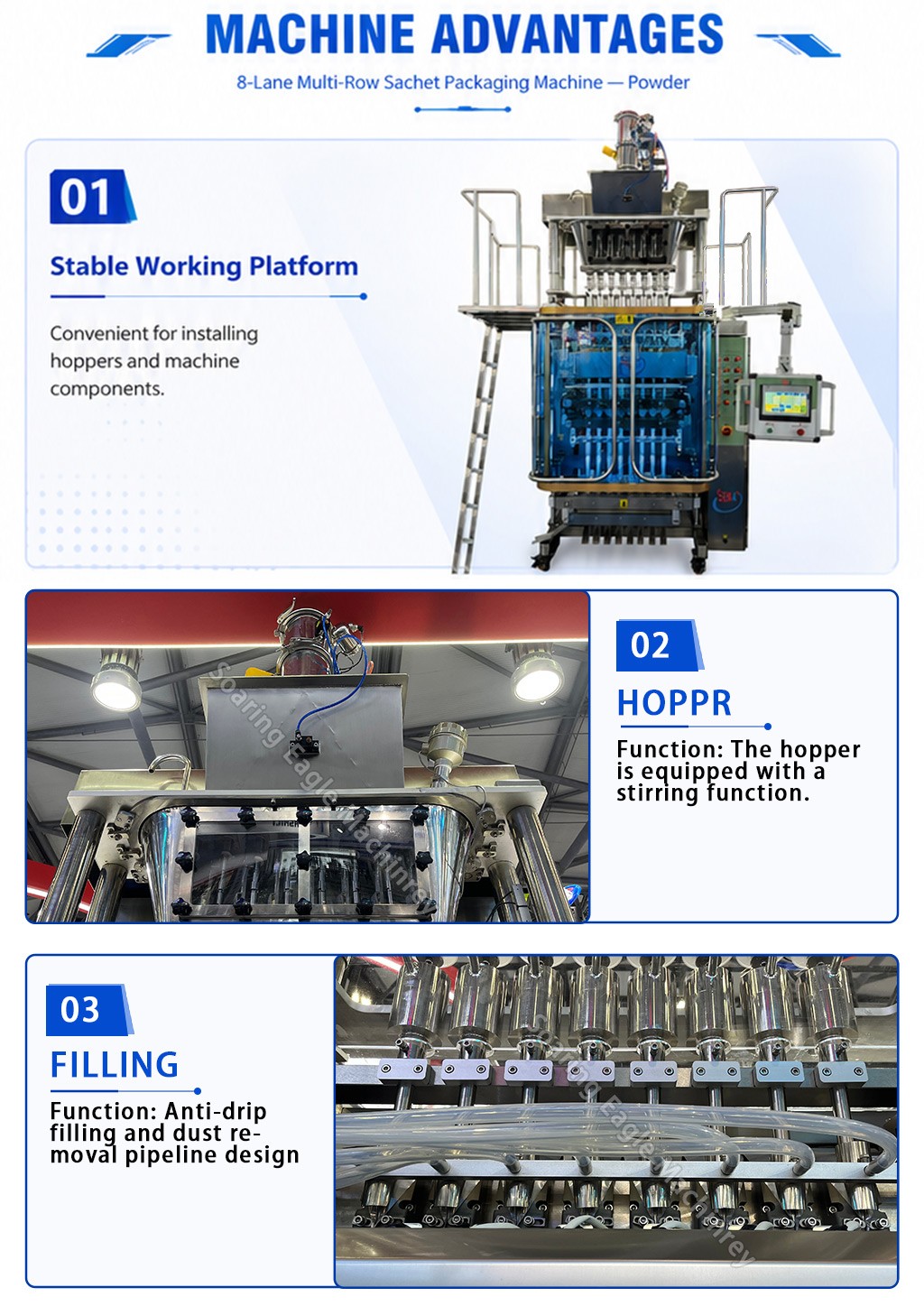 Automatic Multi Lane Powder Sachet Packing Machine for Coffee Milk Powder Collagen Protein Drink Mix Packing Automatic Multi Lane Powder Sachet Packing Machine for Coffee Milk Powder Collagen Protein Drink Mix Packing