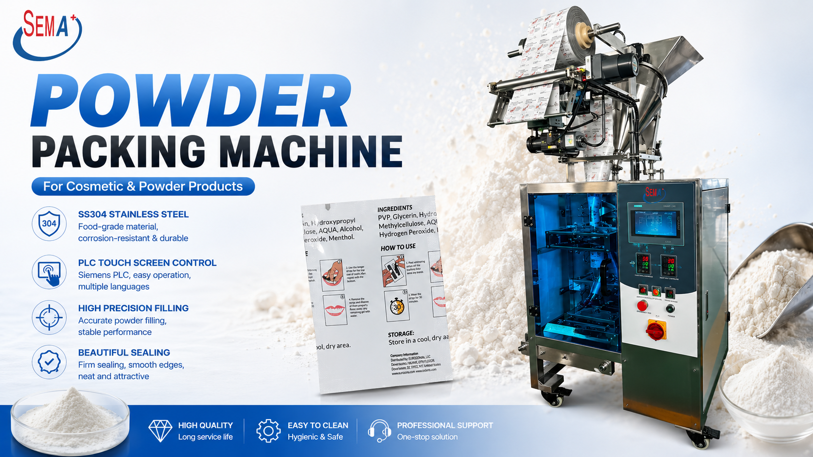Customized Powder Sachet Packing Machine for 1–20g Powder Packaging – A-Level Bestseller with Siemens PLC