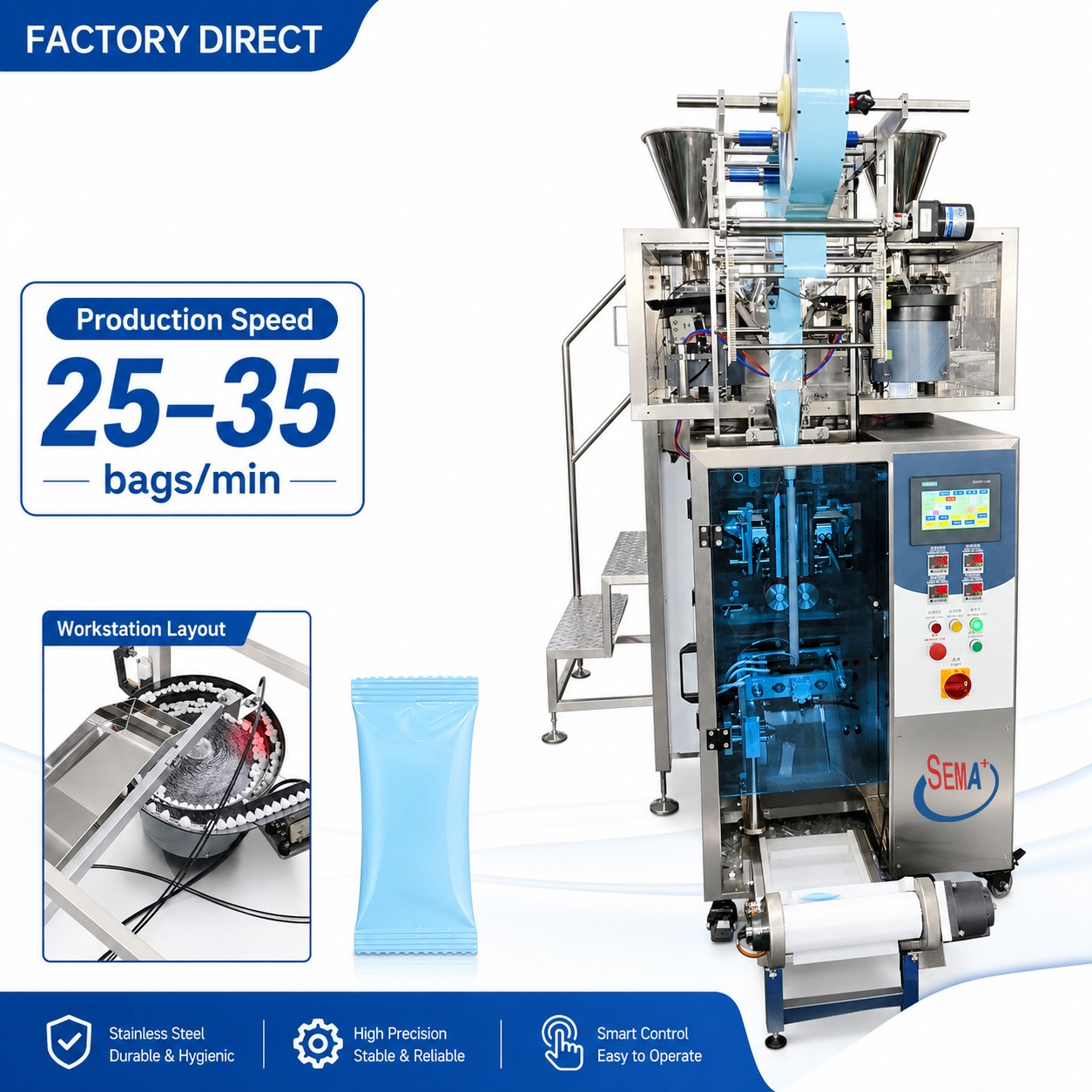 Automatic VFFS Tablet Capsule Pill Counting Pharmaceutical Sachet Packing Machine