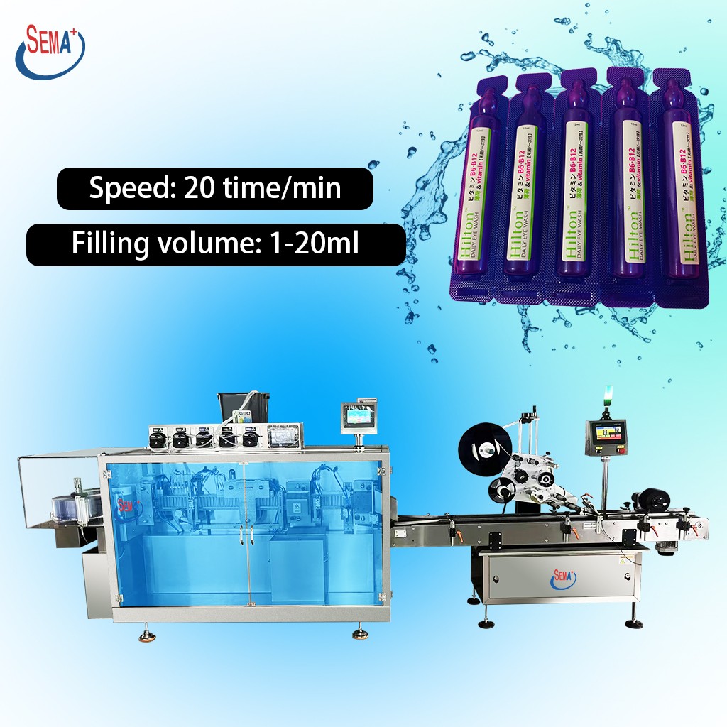 Plastic Ampoule Filling Machine with Labeling System for Pharmaceutical & Cosmetic Liquids