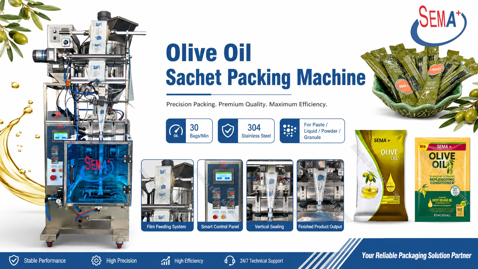 OEM Olive Oil Sachet Packing Machine for Liquid & Paste Packaging