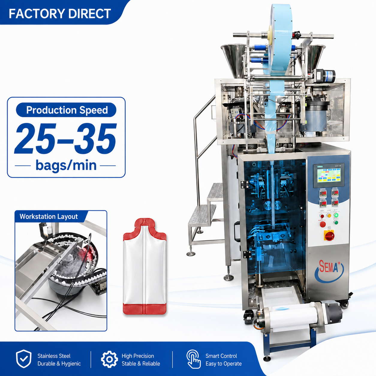 Automatic Multi-Hopper Pharmaceutical Packaging System for Solid Products | VFFS packing machine