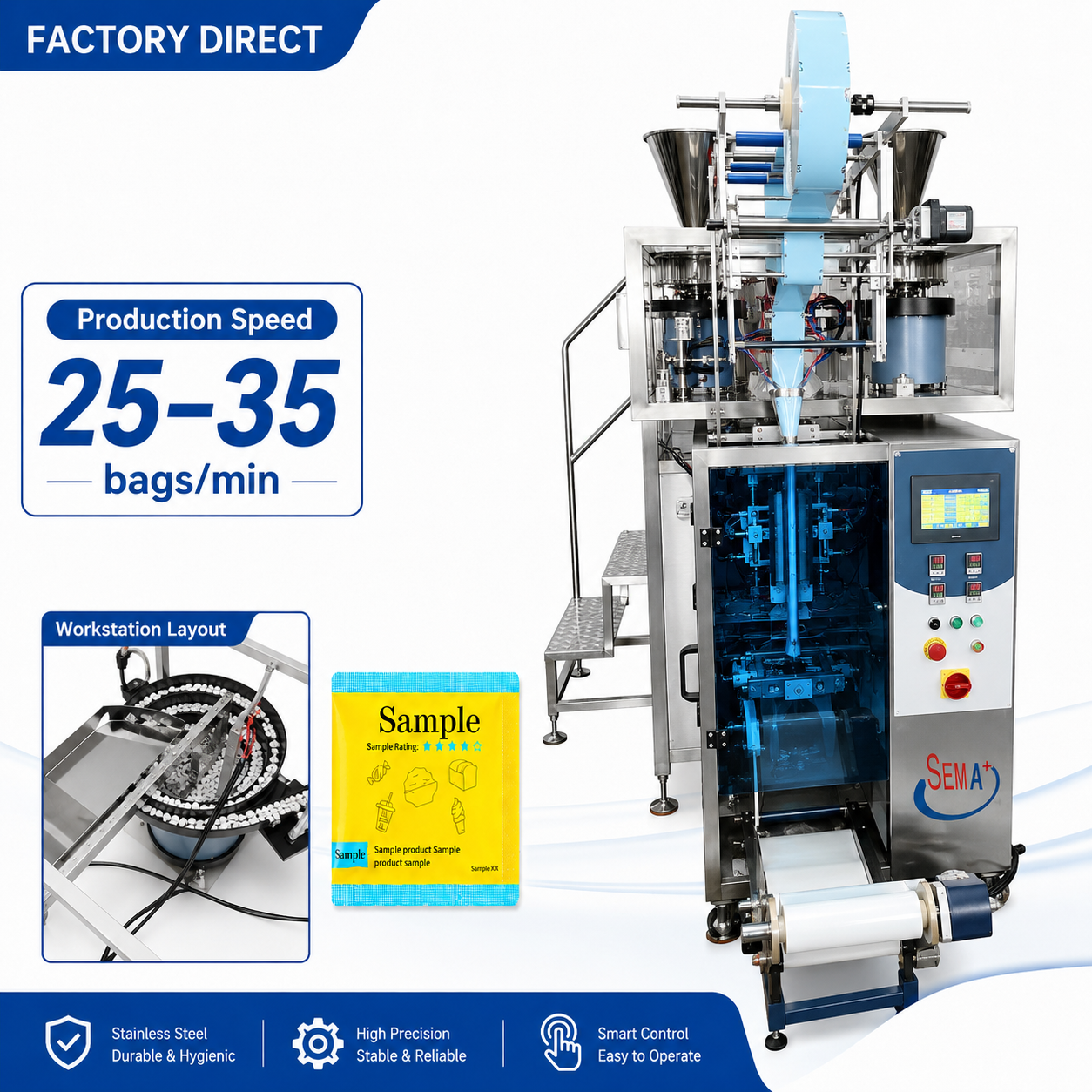 Intelligent Automatic Packaging Solution for Tablets and Capsules with Multi Hopper System | Tablet Sachet Packing Machine