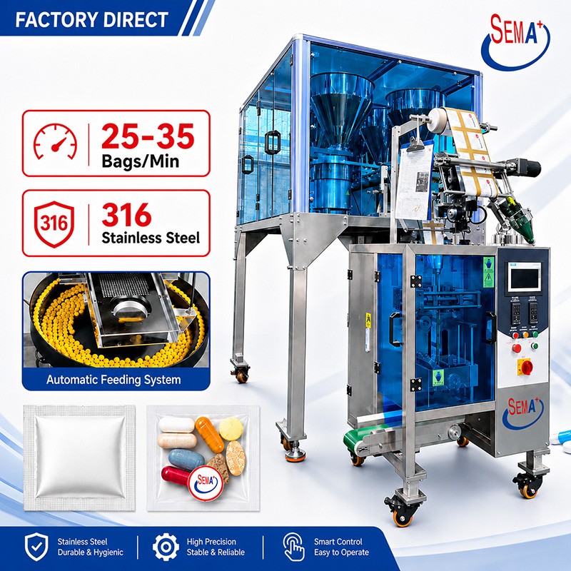 Intelligent Automatic Packaging Solution with 8 Hopper Feeder System | Tablet Sachet Packing Machine