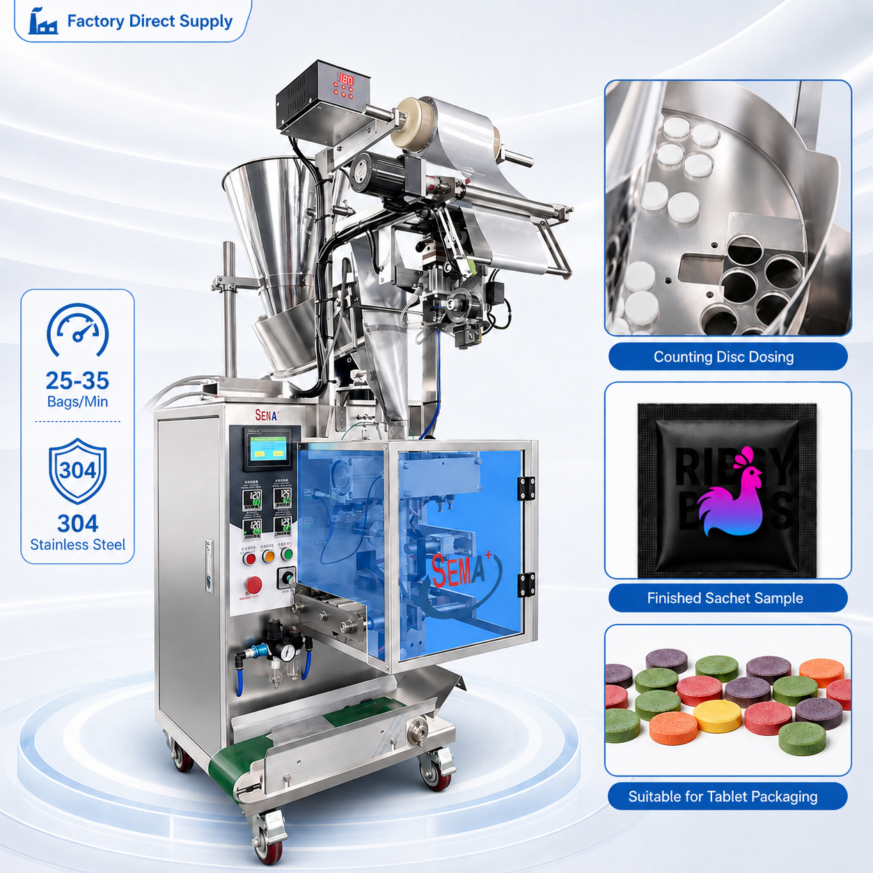 Automatic Pharmaceutical Sachet System for Solid Products with Smart Control | Tablet Sachet Packing Machine