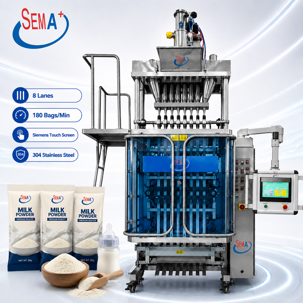 High Speed Multi Lane Sachet Packing Machine For Powder Filling Sealing And Automatic Bag Production Line High Speed Multi Lane Sachet Packing Machine For Powder Filling Sealing And Automatic Bag Production Line